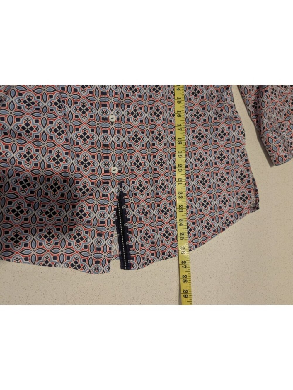Foxcroft Womens Wrinkle-Free Button-Up Shirt Size 14 Geometric Print 3/4 Sleeves - Picture 10 of 15